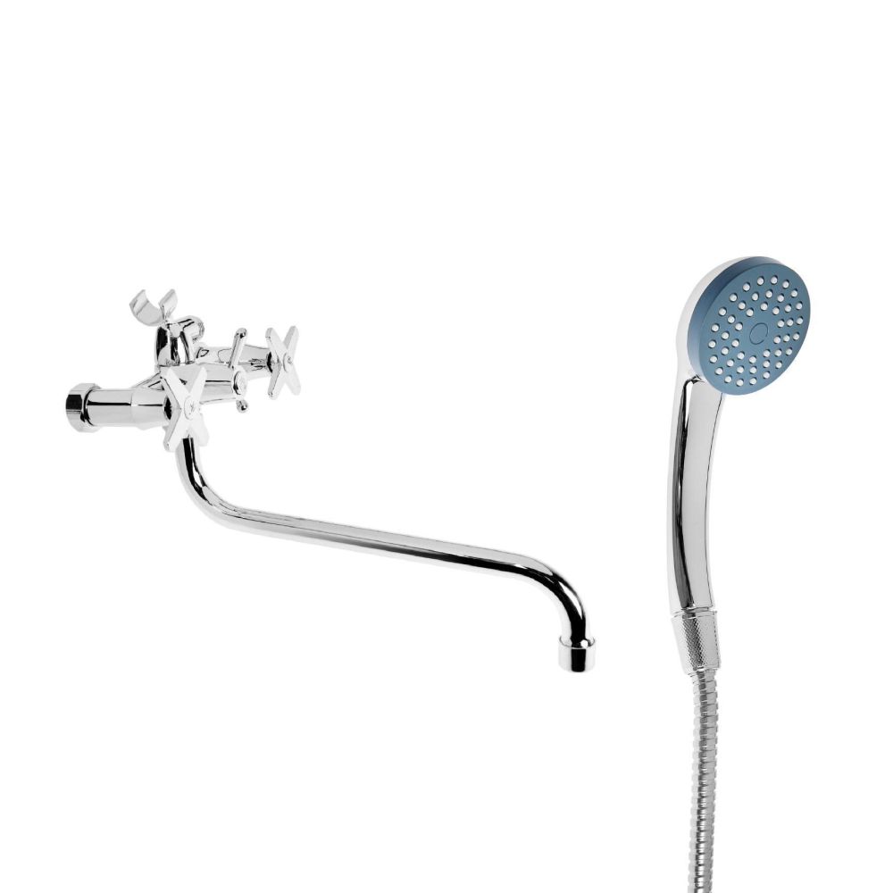 Смеситель для ванны и умывальника двухручковый  хром  Potato Эверест B22-069