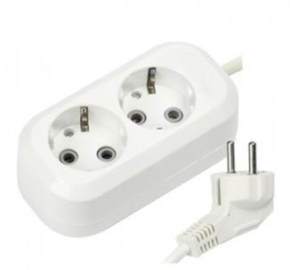 Сет. удлинитель ПВС 3х1 2роз.  2м 16А земля (корпус АБС-пластик) E1М