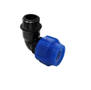 Отвод ПНД компрессионный с наружной резьбой  20х1/2" (180/45) VALFEX