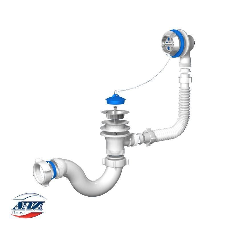 Е-150 Сифон д/ванны с переливом (обвязка) АНИ 1 1/2*40