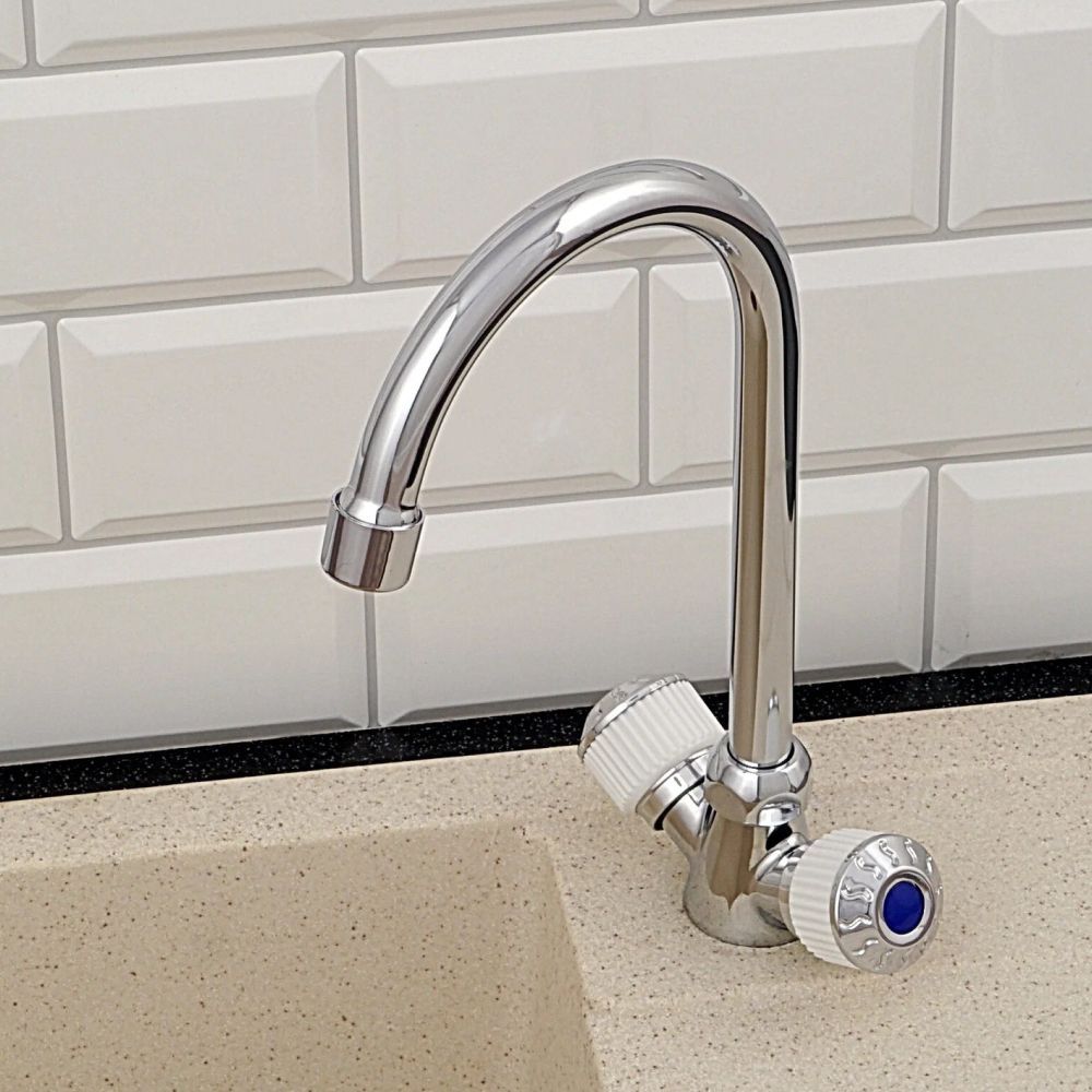 Смеситель для кухни двухручковый хром Potato Эверест B 59-356 A