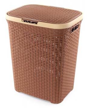 Корзина для белья 40л бежевая Ротанг (латте)