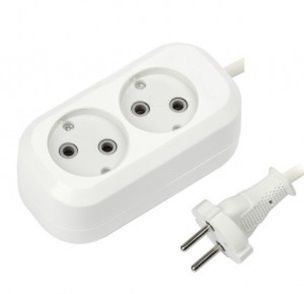 Сет. удлинитель ПВС 2х1 2роз. 2м 10А (корпус АБС-пластик) E1M