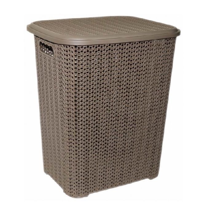 Корзина для белья 60л коричневая Вязь (шоколад)
