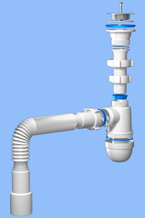 С-0115 Сифон АНИ 1 1/2х40 с гибкой трубой 40*40/50