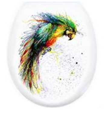 Крышка для унитаза жесткая "ДЕКОР" ПОПУГАЙ