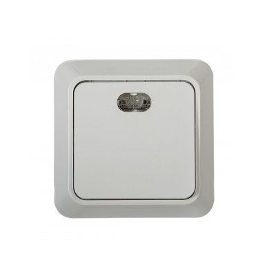 Выключатель одноклавишный с подсветкой BOLLETO 7121 белый накладной