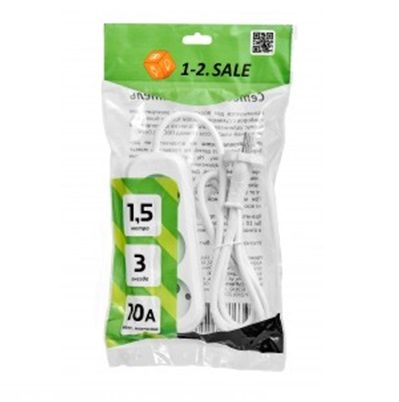 Сет. удлинитель ПВС 2х1 3роз.  1.5м 10А (корпус АБС-пластик) E1М