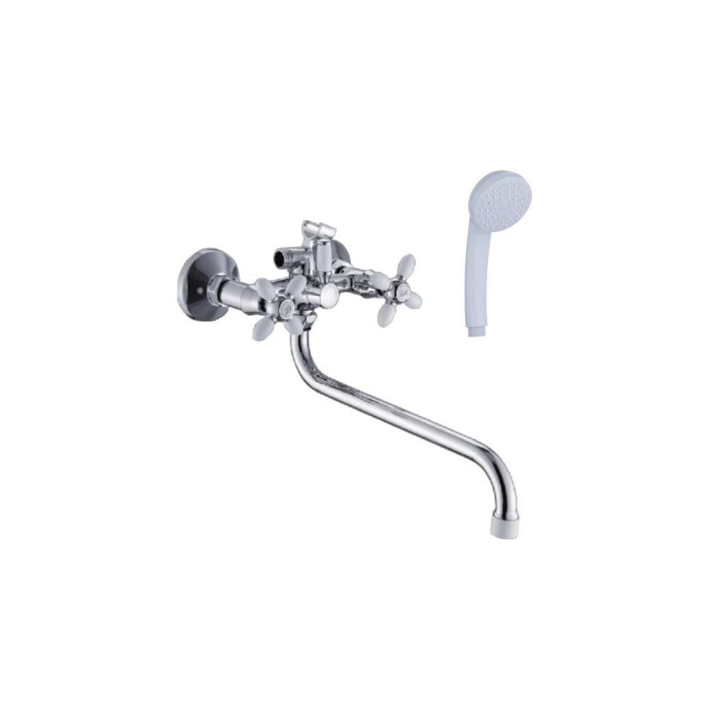 Смеситель для ванны и умывальника двухручковый  белый с хромом  Potato Эверест B22-071A