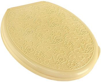 Крышка для унитаза жесткая бежевая (слоновая кость) "ДЕКОР" АЖУР