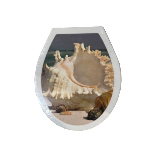 Крышка для унитаза жесткая "ДЕКОР" РАКОВИНА МОРСКАЯ