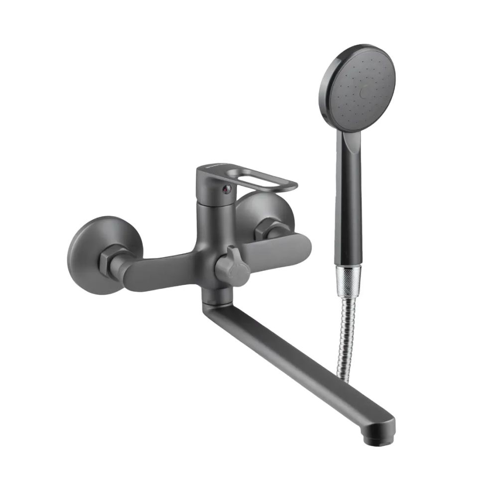 Смеситель для ванны и умывальника монокомандный  брезентово-серый  Potato Эверест B22-15319