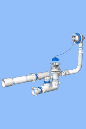Е-255 Сифон д/ванны (обвязка) АНИ 1 1/2*40 с гибкой трубой 40*50
