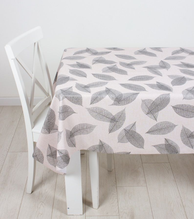 Клеенка на тк.основе "Аурум" Серебряные листья (1.40х20м)