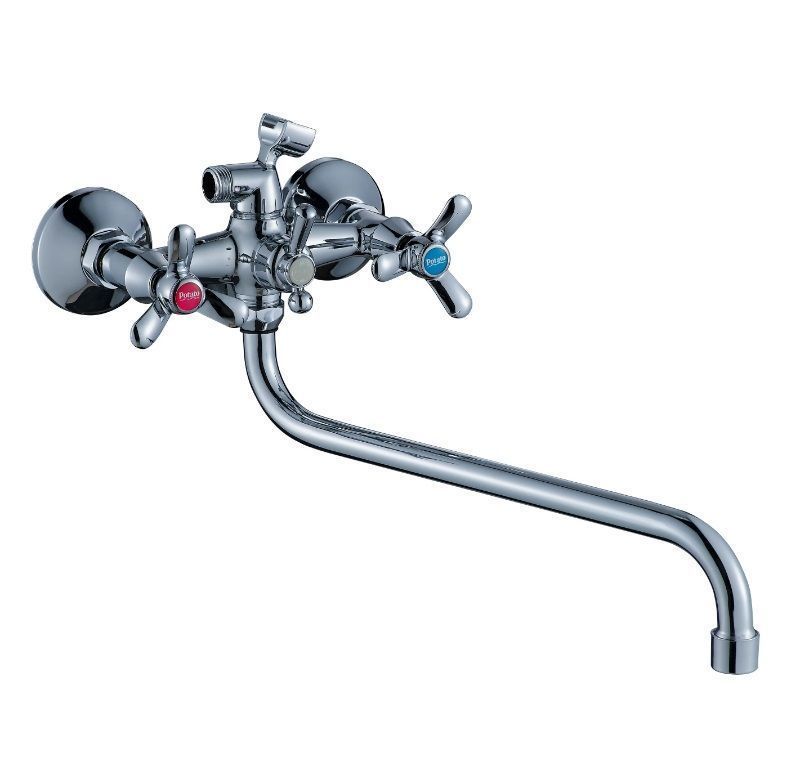 Смеситель для ванны и умывальника двухручковый хром Potato P 2267