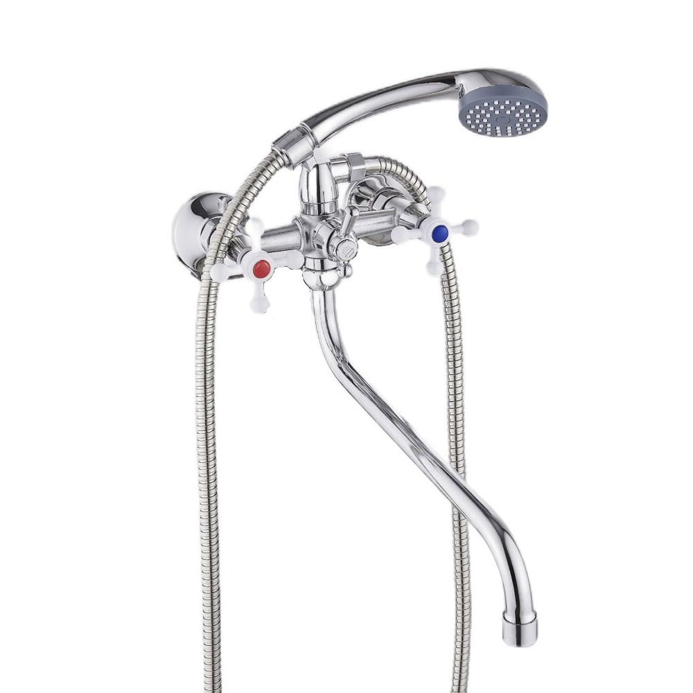 Смеситель для ванны и умывальника двухручковый  хром  Potato Эверест B25-352