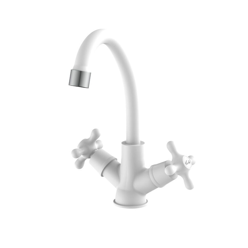 Смеситель для кухни двухручковый  белый  Potato Эверест B49-3597