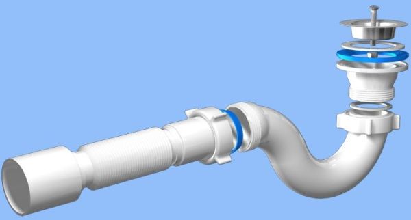 Е-115 Сифон АНИ 1 1/2*40 для душевого поддона с гибкой трубой 40х50