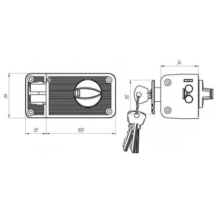 Замок накладной ЗН2-3 медь