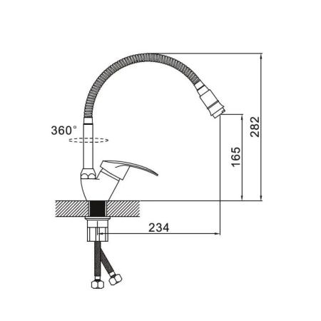 Смеситель для кухни монокомандный хром Potato Эверест B 58-022