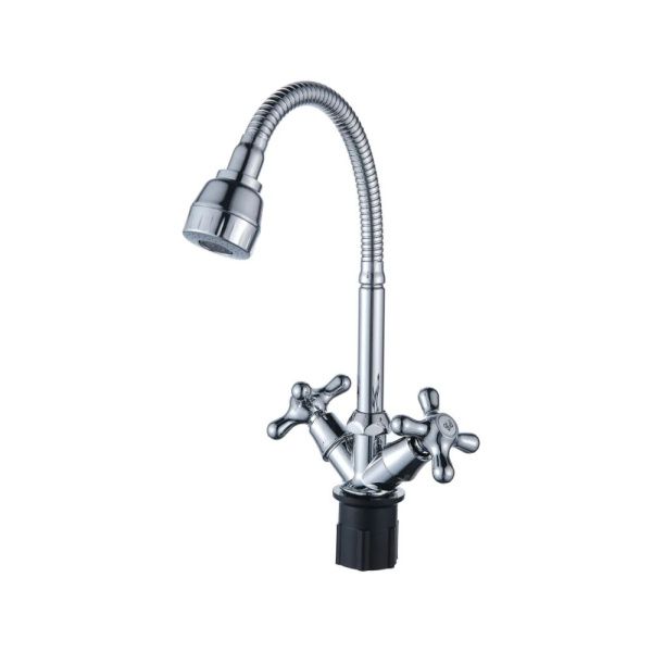 Смеситель для кухни двухручковый  хром  Potato Эверест B58-340M