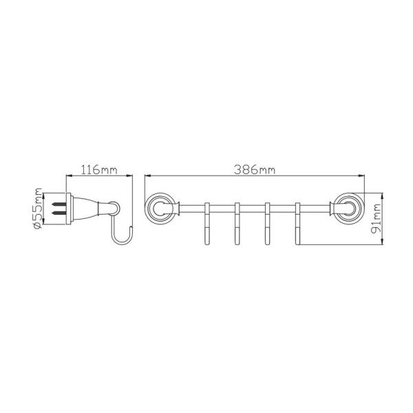 Держатель полотенец трубчатый (4 крючка) P7214-4 (72 серия)
