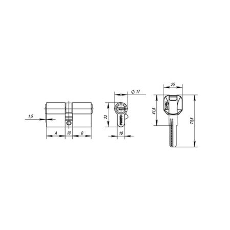 Цилиндровый механизм Z4000Key70 хром