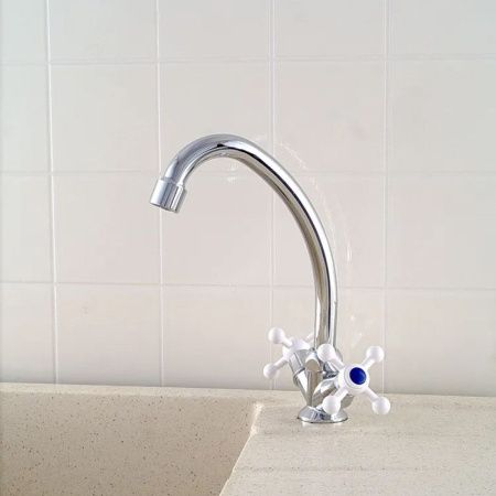 Смеситель для кухни двухручуовый хром Potato Эверест B 49-352 (уп.1шт.)