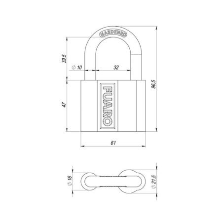 Замок навесной PL-PROTEC-4061 3key (PL-4061) , англ. /блистер