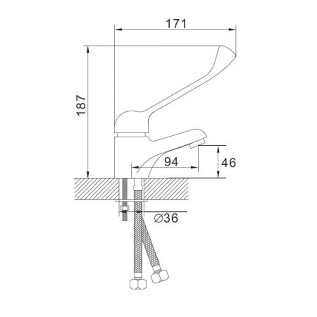Смеситель для раковины монокомандный  хром  Potato Эверест B10-37