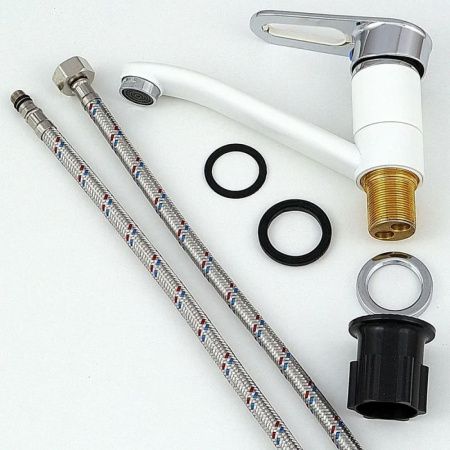 Смеситель для кухни монокомандный  белый с хромом  Potato Эверест B45-274A