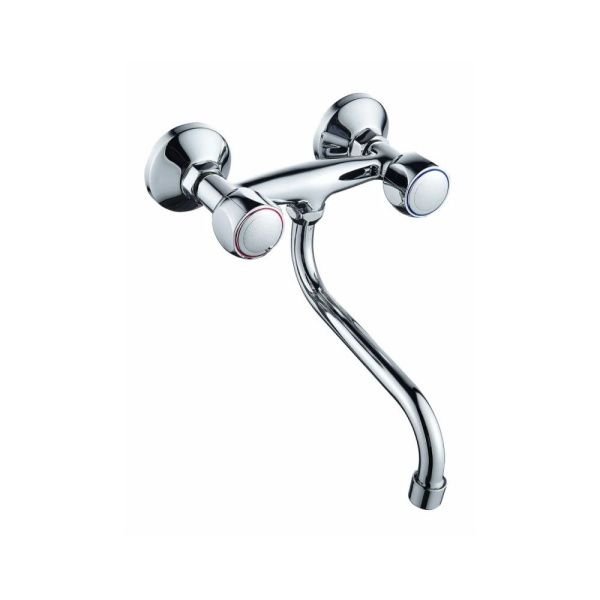 Смеситель для ванны и умывальника двухручковый  хром  Potato Эверест B46-336