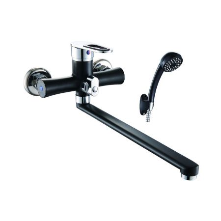 Смеситель для ванны и умывальника монокомандный  черный с хромом  Potato Эверест B22-274F