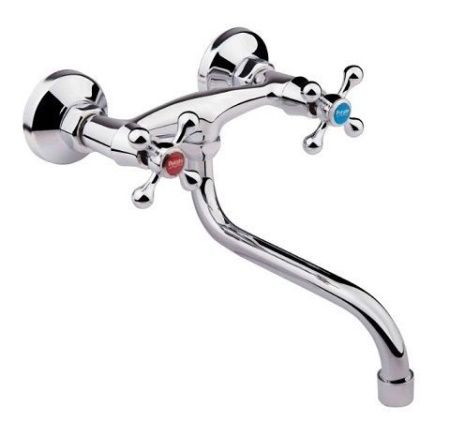 Смеситель для кухни двухручковый хром Potato P 4665 (настенный)