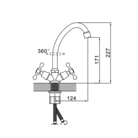 Смеситель для кухни двухручковый  хром  Potato Эверест B49-065