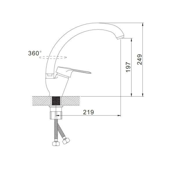 Смеситель для кухни монокомандный  черный  Potato Эверест B59-0266