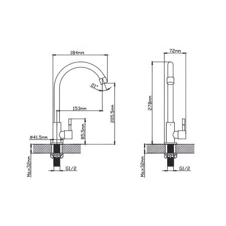 Кран водоразборный одноручковый на холодную воду Potato Эверест B 41-350