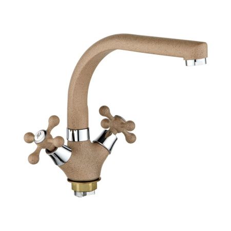 Смеситель для кухни двухручковый  жбежевый  Potato Эверест B69-658