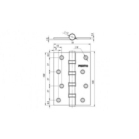 Петля универсальная IN4100U PN (4B 100х70х2.5) мат.никель