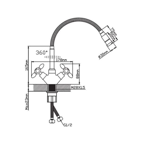 Смеситель для кухни двухручковый  зеленый с хромом  Potato Эверест B58-071E