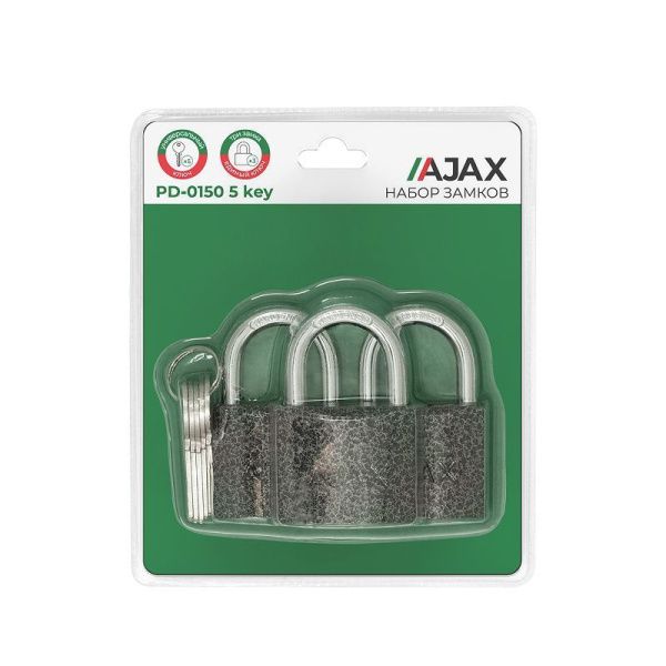 Набор замков навесных PD-0150 (3 locks+5 keys) blister