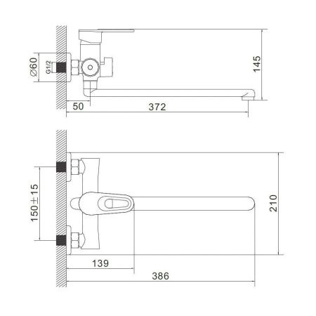 Смеситель для ванны и умывальника монокомандный  красный с хромом  Potato Эверест B22-274C