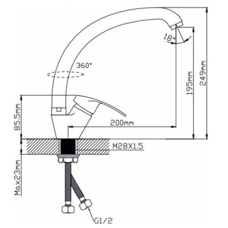 Смеситель для кухни монокомандный хром Potato P 59212
