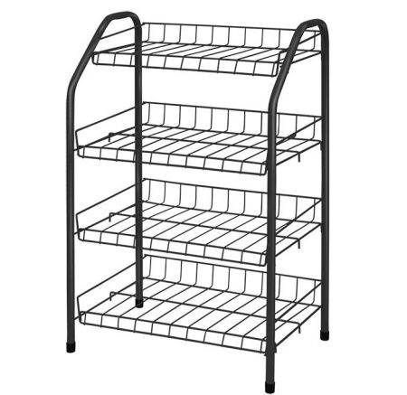 Этажерка 2 для обуви разборн.узкая ЭТ2/Ч (700х465х300).4 полки. черн. Ника
