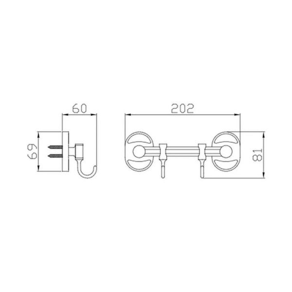 Держатель полотенец трубчатый (2 крючка) P2914-2 (29 серия)