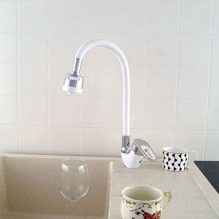 Смеситель для кухни монокомандный  белый с хромом  Potato Эверест B58-274A