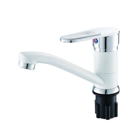 Смеситель для кухни монокомандный  белый с хромом  Potato Эверест B45-274A