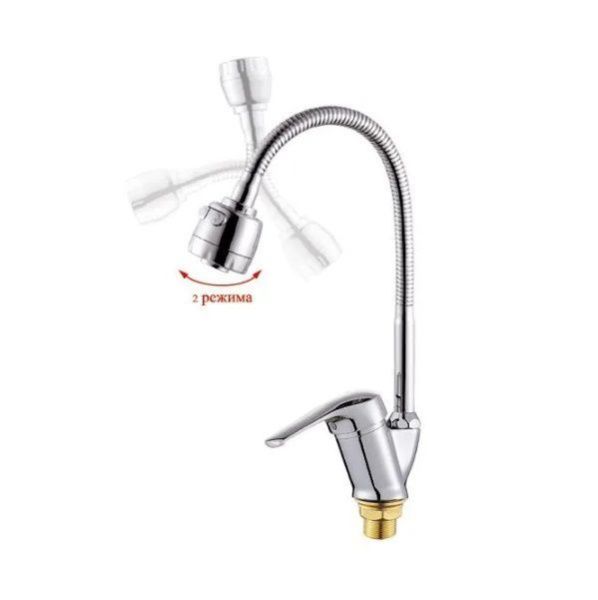 Смеситель для кухни монокомандный хром Potato P 5813 (гибкий излив)