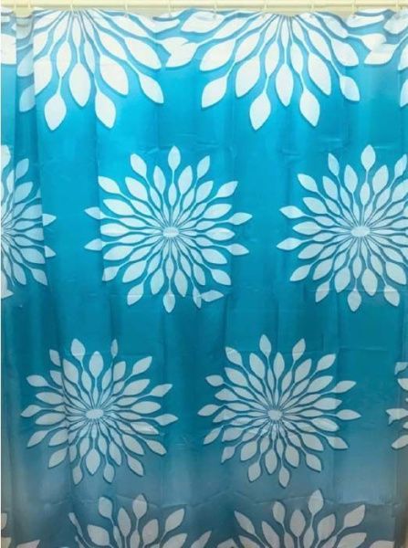 Штора для ванной тканевая синяя, andromeda ZL-01, "Залел", 180*200