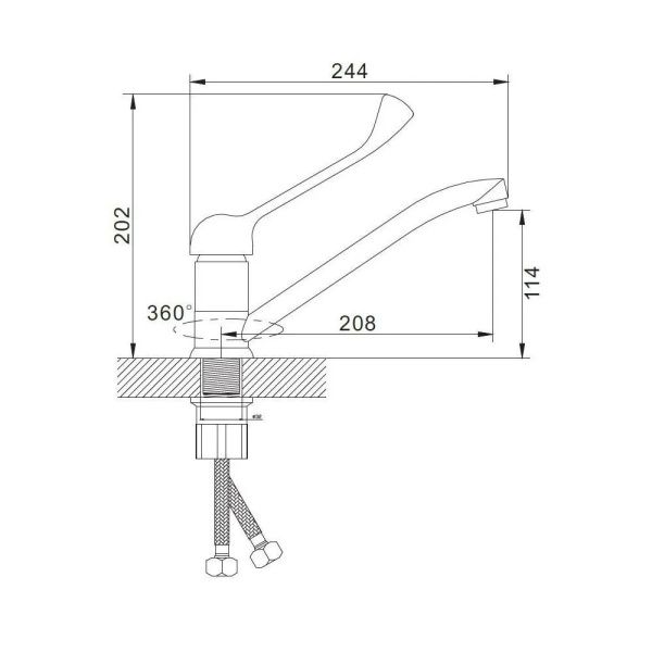 Смеситель для кухни монокомандный  хром  Potato Эверест B49-37